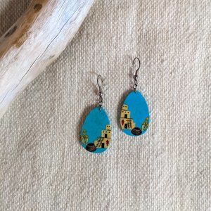 Handpainted Turquoise Navajo Earrings